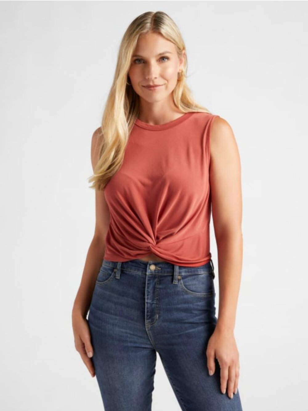 Lush Twist Front Sleeveless Tank Top | Spice | Size Medium